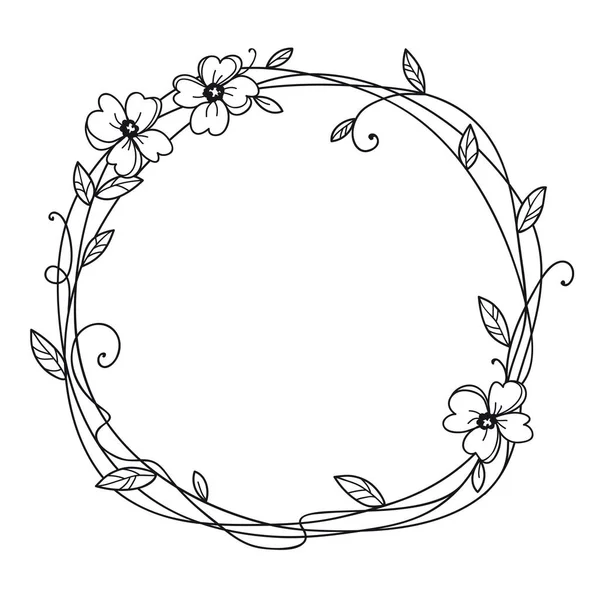 Cadre floral. Couronne aux feuilles stylisées. Style printemps temps — Image vectorielle