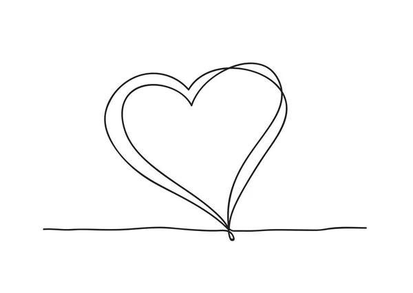 Continuous line art drawing. Couple of hearts — Stock Vector