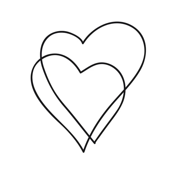 连续线条艺术绘图。两颗心象征着爱情。抽象的心女人和婴儿。矢量说明 — 图库矢量图片