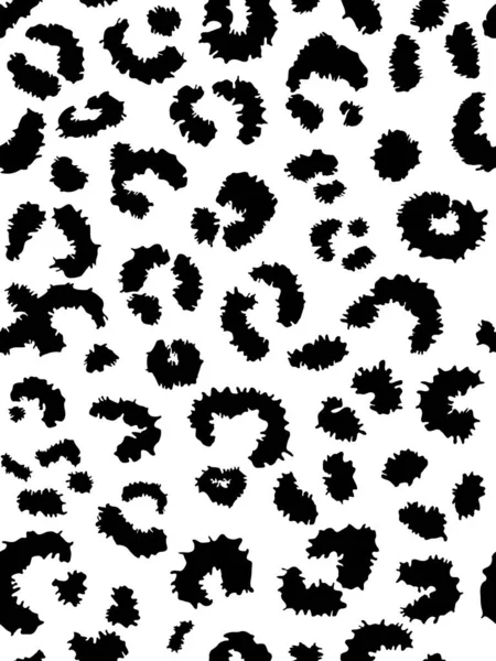 Sömlös leopardpäls. Fashionabla vilda leopard print bakgrund. Modern panter djur tyg textil tryck design. Snygg vektor svart och vit färg illustration. — Stock vektor