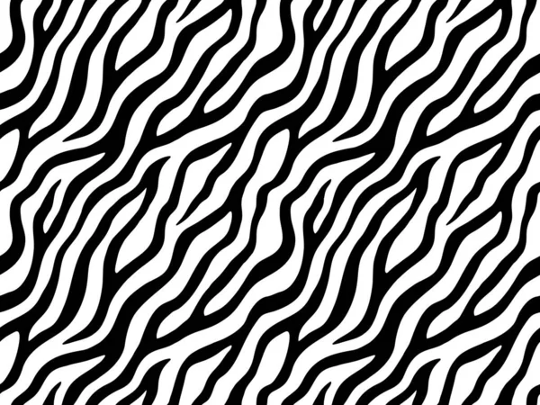 Zebra strisce modello senza cuciture. Tiger strisce disegno stampa pelle. animali selvatici nascondono opere d'arte di sfondo. Illustrazione vettoriale bianco e nero — Vettoriale Stock