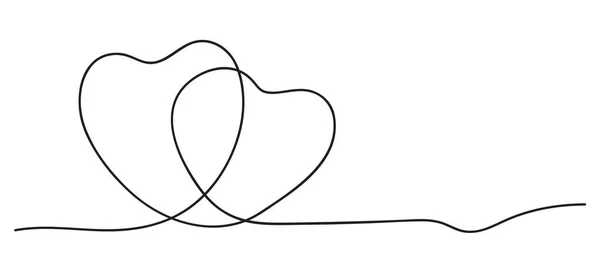 Hjärtan. Kontinuerlig teckningsritning. — Stock vektor