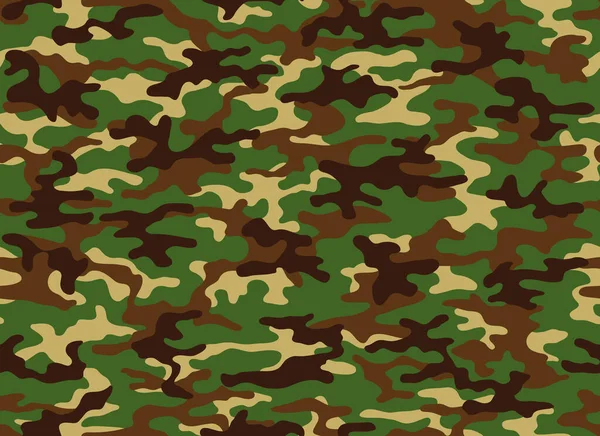 Seamless classic camouflage pattern. Camo fishing hunting vector background. Masking green brown beige color military texture wallpaper. Army design for fabric paper vinyl print — Stock Vector