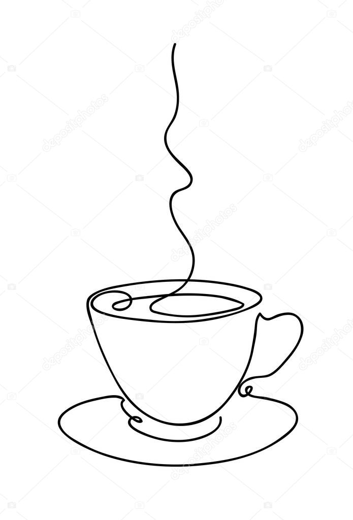 Cup Cup Of Coffee Continuous Line Art Hand Drawing Coffee House Logo Outline Style Drawn Sketch Vector Illustration Premium Vector In Adobe Illustrator Ai Ai Format Encapsulated Postscript Eps Eps Format