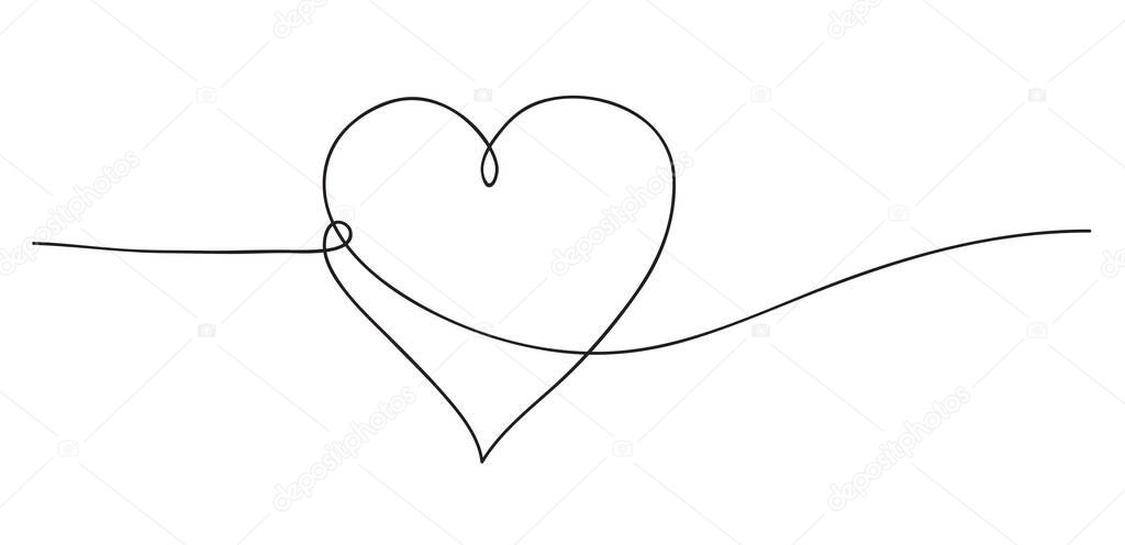 Heart. Abstract love symbol. Continuous line art drawing vector illustration