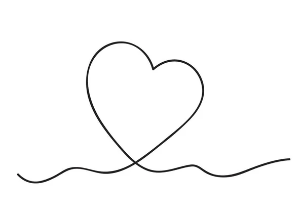 Corazón. Símbolo de amor abstracto. Línea continua arte dibujo vector ilustración — Vector de stock