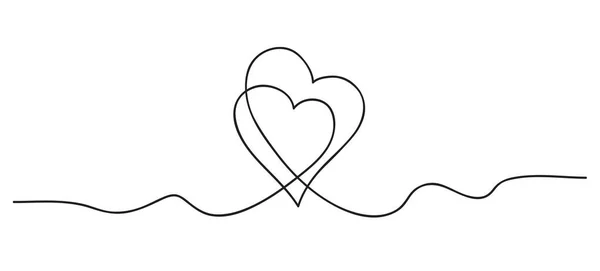 心脏。抽象的爱情符号。连续线条艺术绘图矢量插图 — 图库矢量图片#