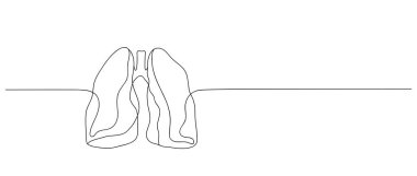 Sağlıklı akciğerler, sigarayı bırakın, stor coronavirus. COVID-19 koronavirüs koruma konsepti tasarımı. Aralıksız tek çizgi sanat çizimi vektör illüstrasyonuName.