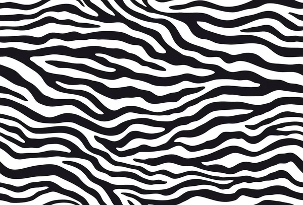 Zebra listras sem costura padrão. Tiger listras design impressão da pele. Animal selvagem esconder fundo arte. Ilustração vetorial em preto e branco — Vetor de Stock