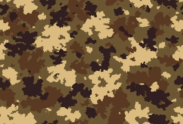 Modèle de camouflage classique sans couture. Camo pêche chasse arrière-plan vectoriel. Masquage jaune brun beige couleur militaire texture papier peint. Conception de l'armée pour impression de tissu. — Image vectorielle