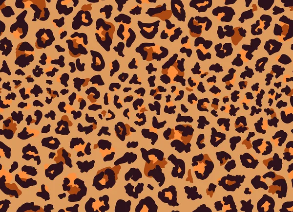 Sömlös leopardpäls. Fashionabla vilda leopard print bakgrund. Modern panter djur tyg textil tryck design. Snygg vektor färg illustration — Stock vektor