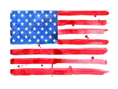 Suluboya Amerika Bayrağı. İşçi Bayramı. Vatanseverler Günü. Gaziler Günü. Kartpostal, el ilanı, poster ve afiş için tasarım. 11 Eylül Vatanseverlik Günü.
