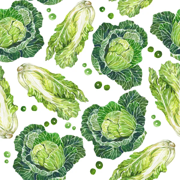 Akvarell Botaniska Tryck Gröna Grönsaker Avgiftningsdiet Rätt Näring Grön Kål — Stockfoto