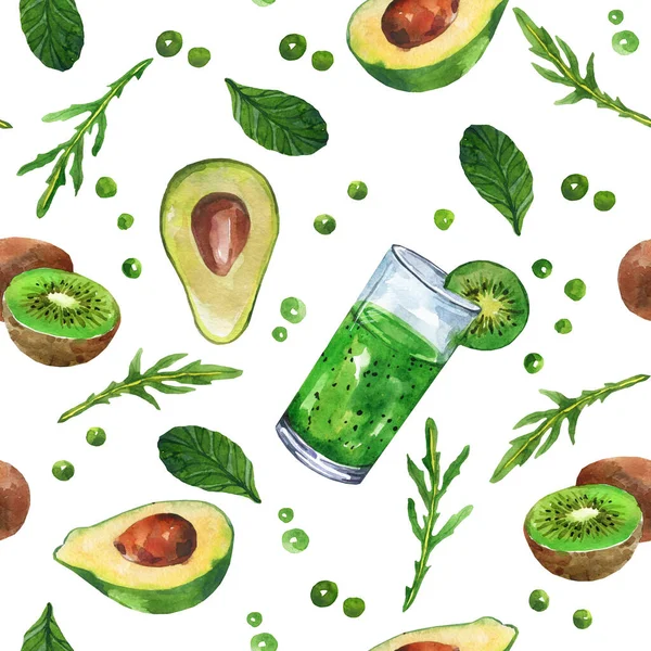 Zöld Zöldségek Akvarell Növényzete Méregtelenítő Diéta Megfelelő Táplálkozás Zöld Káposzta — Stock Fotó