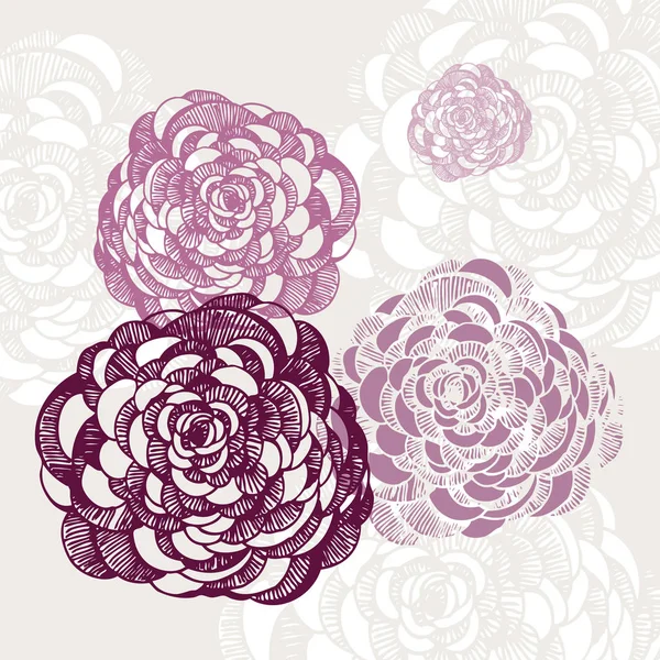 Flowers Vector Illustration Decorative Floral Background Hand Drawn Ranunculus — Stock Vector
