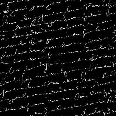 El yazısı soyut metin dikişsiz desen, vektör monokrom betik tebeşir arkaplan