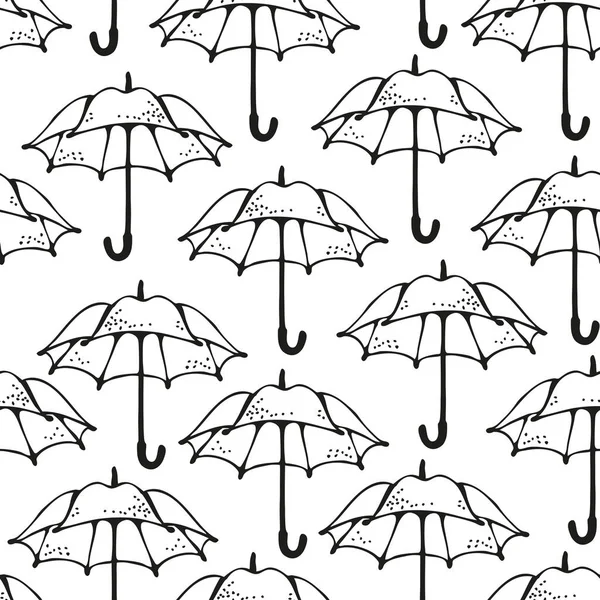 Umbrellas Vector Seamless Pattern Hand Drawn Background — ストックベクタ