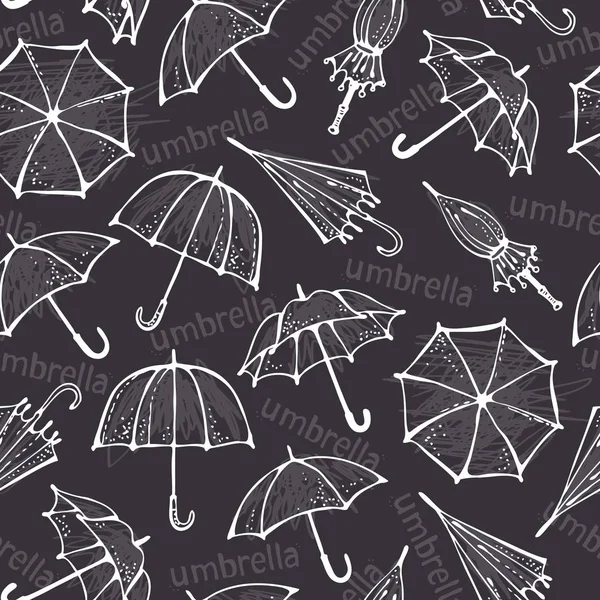 Umbrellas Vector Seamless Pattern Hand Drawn Background — ストックベクタ