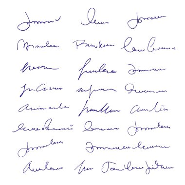 Tasarım belgeleri için soyut el yazısı imzalar, vektör okunamaz betiğe sahip bir sayfa, maket için kaligrafi