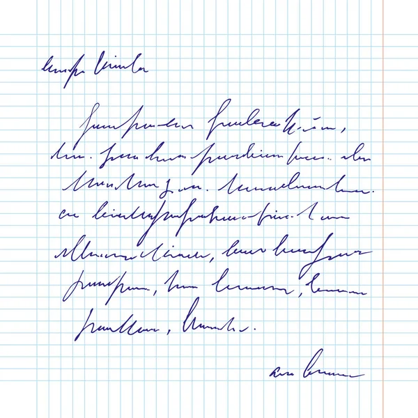 Abstracte Vel Papier Met Handgeschreven Tekst Notitie Met Handtekening Hand — Stockvector