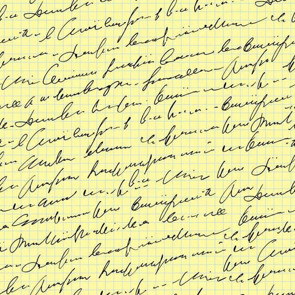 Texto Abstracto Manuscrito Patrón Sin Costura Vector Cursivo Script Fondo — Vector de stock