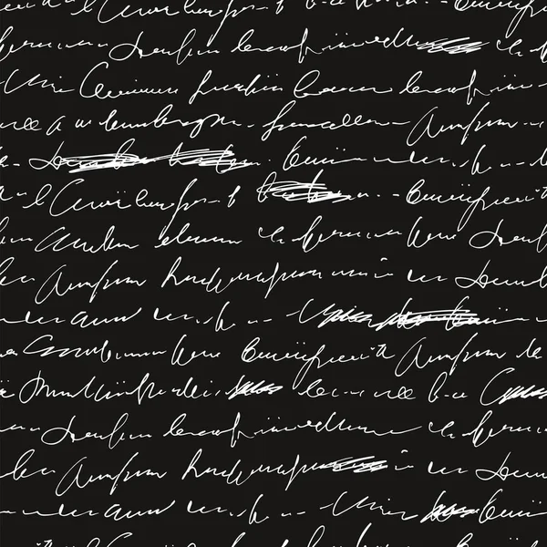 Handschriftlicher Abstrakter Text Mit Fehlern Und Druckfehlern Nahtloses Muster Vektormonochromer — Stockvektor