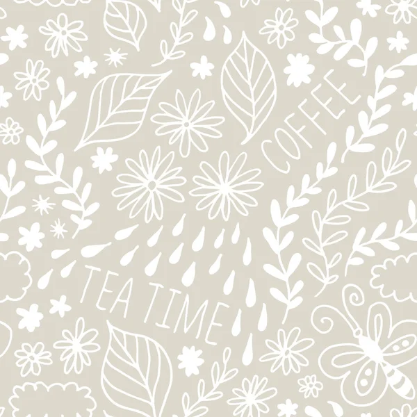 Μοτίβο απρόσκοπτη διάνυσμα floral doodle — Διανυσματικό Αρχείο