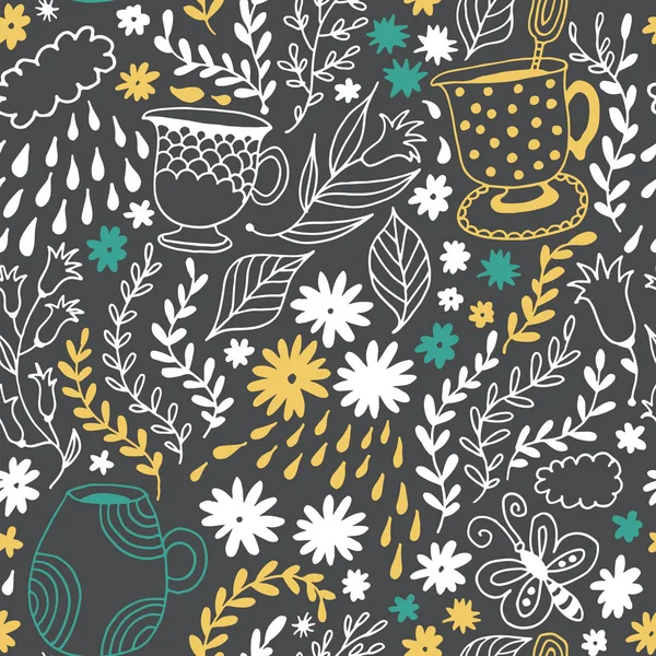 Seamless Floral Pattern Vector Flower Background — 스톡 벡터