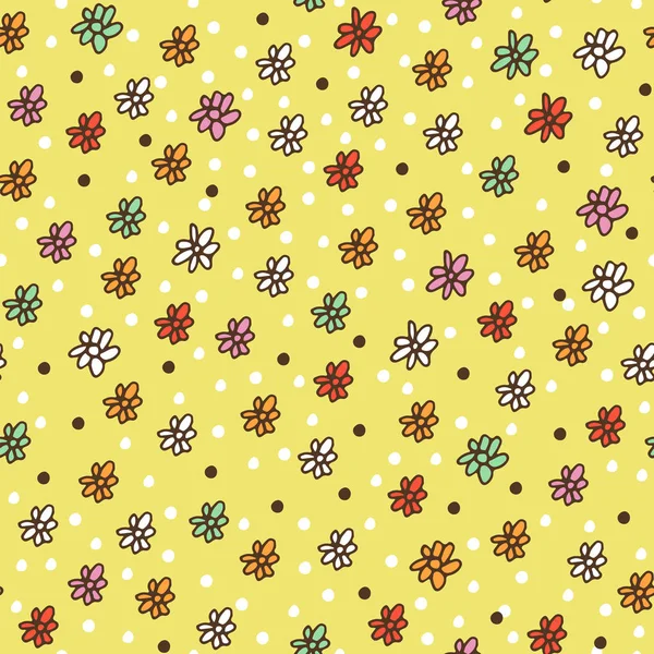 Seamless Flowers Pattern Floral Vector Background Baby Cartoon Doodle Pattern — 스톡 벡터