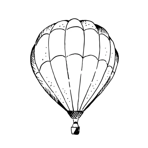 Handgezeichnete Vektordarstellung Eines Heißluftballons Isoliert Auf Weißem Hintergrund — Stockvektor