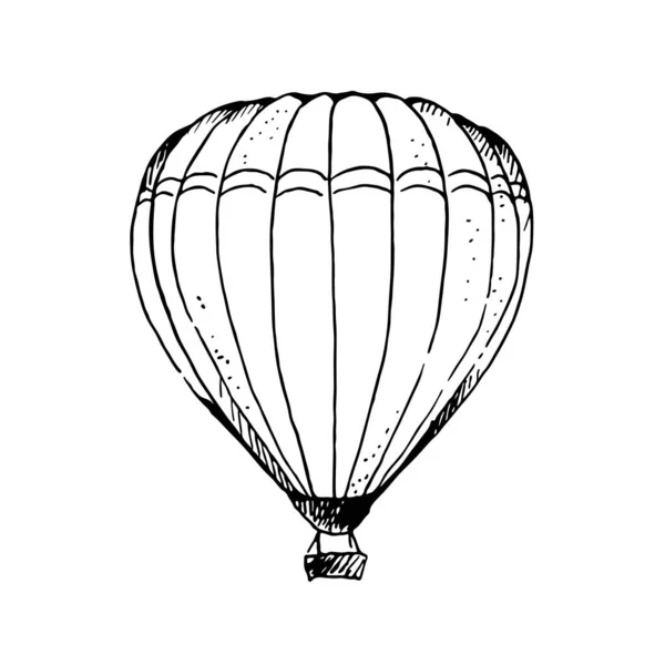 Ballon Air Chaud Dessin Main Illustration Vectorielle Isolé Sur Fond — Image vectorielle