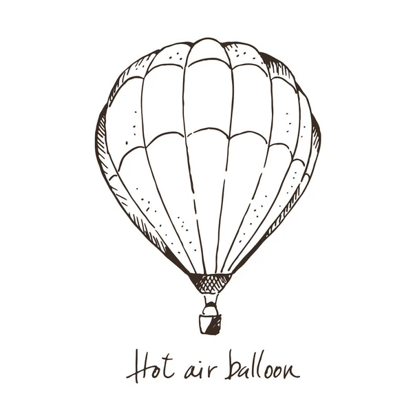 Hot Air Ballon Hand Drawn Vector Illustration Isolated White Background — Stock Vector