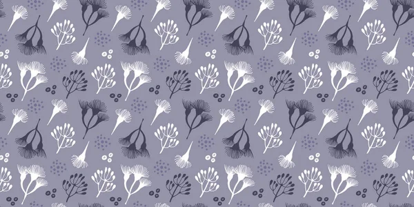 Fleurs Branches Motif Sans Couture Dessin Main Vectoriel Fond Floral — Image vectorielle