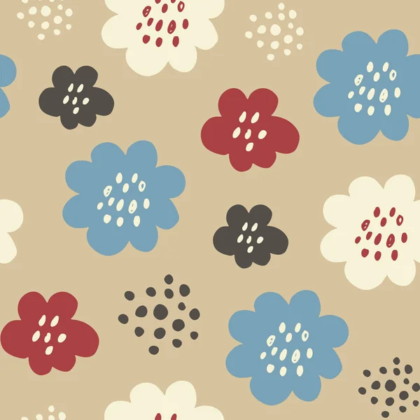 花や枝のシームレスなパターン 枝と手描きベクトルの花の背景 — ストックベクタ