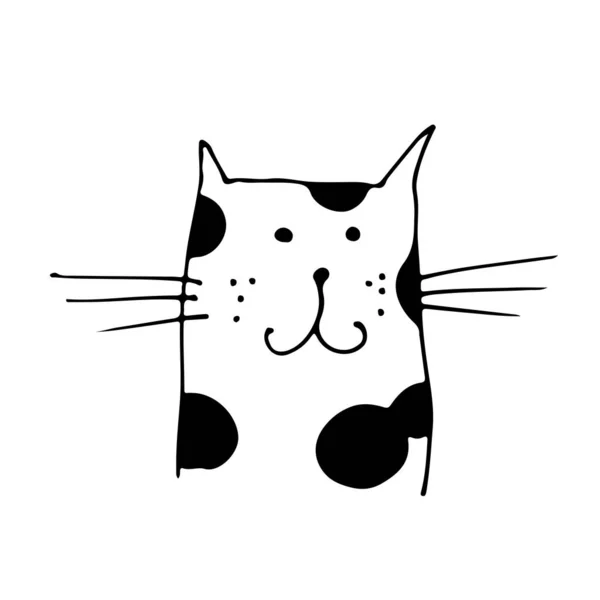 Illustration Vectorielle Visage Chat Dessin Main Chat Avec Des Taches — Image vectorielle