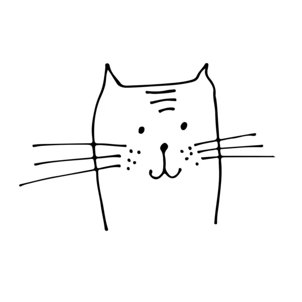 Illustration Vectorielle Visage Chat Dessin Main Chat Isolé Sur Fond — Image vectorielle