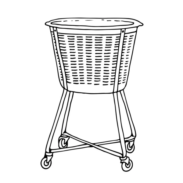 洗濯バスケットベクトル図 きれいなリネンのバスケット 白い背景に隔離された — ストックベクタ