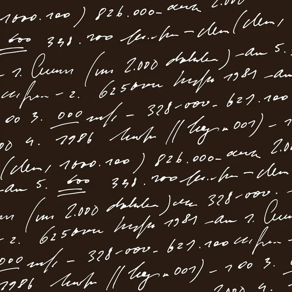 Texto Abstracto Manuscrito Números Vector Patrón Sin Costura Escritura Monocromática — Archivo Imágenes Vectoriales