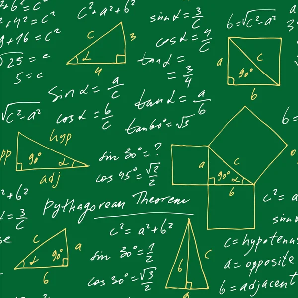 Kézzel Írt Trigonometrikus Vektor Zökkenőmentes Minta Kézzel Rajzolt Monokróm Matematikai Jogdíjmentes Stock Illusztrációk