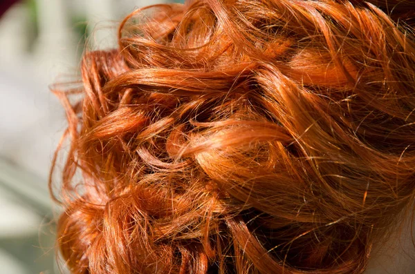 Cabelo Vermelho Detalhe Penteado Feminino — Fotografia de Stock