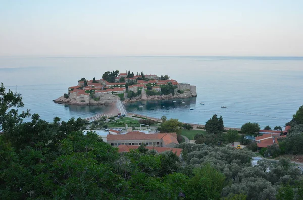 Panorama Sveti Stefan View Черногория — стоковое фото