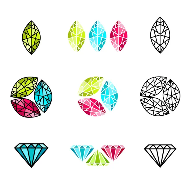 Ensemble de conception abstrait de logo de pierre gemme — Image vectorielle