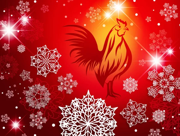 2017 Año Nuevo Navidad Rojo Fuego Gallo Fondo — Vector de stock