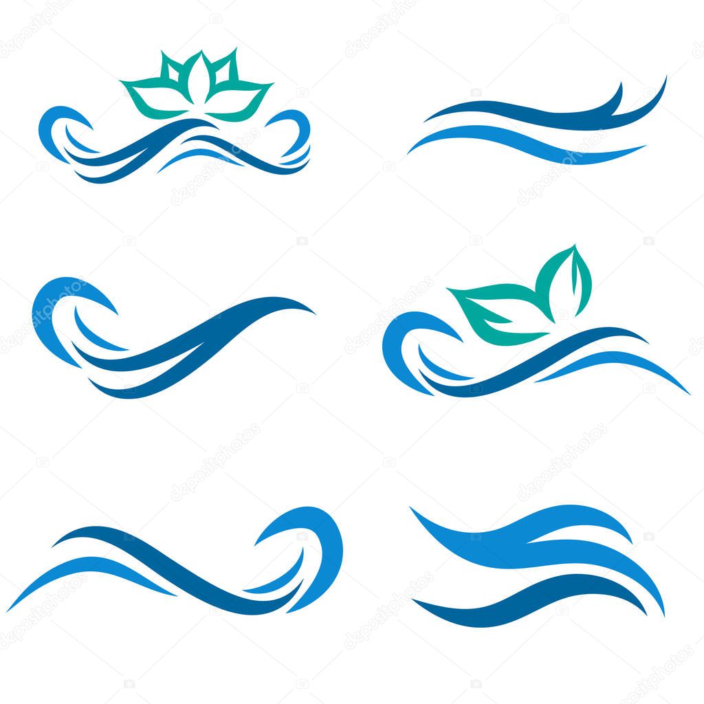 Water Wave and Spa Logo Collection