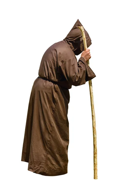 Μοναχός με ένα ραβδί — Φωτογραφία Αρχείου