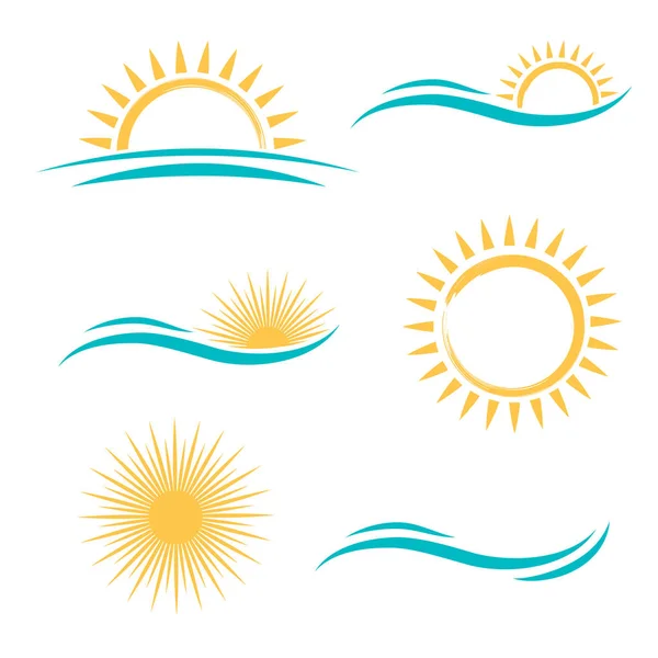 Sun and Sea Logo Set — Stock Vector