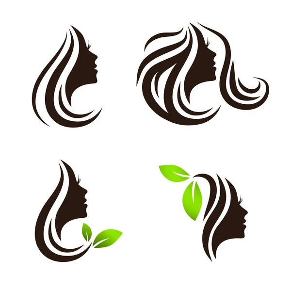 Woman Beauty Hair Spa Salon Logo Design Set — Stock Vector