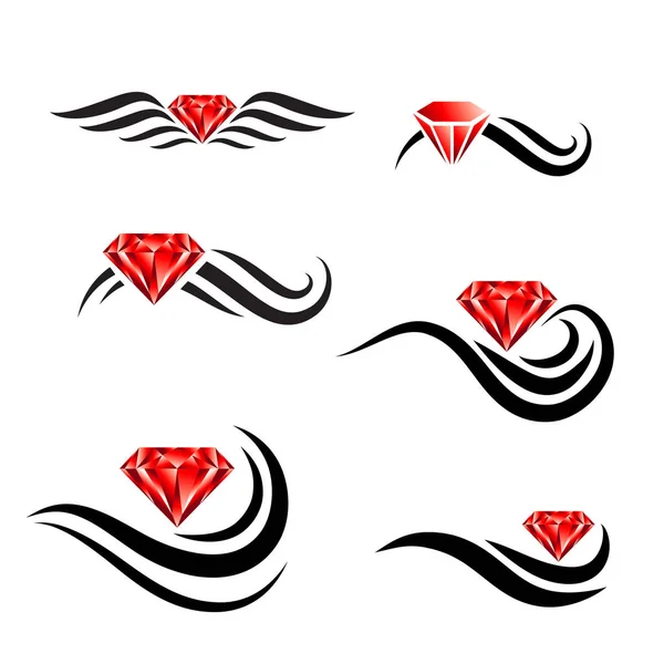 Beauty Hair Diamond Salon Logo Design instellen — Stockvector