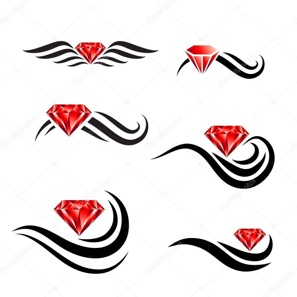 Beauty Hair Diamond Salon Logo Design Set