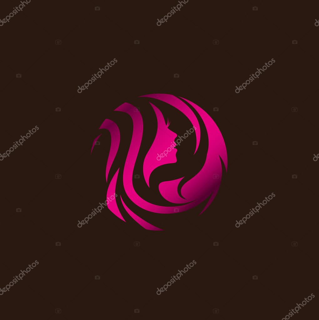 Woman Beauty Hair Salon Logo Design At Dark Background